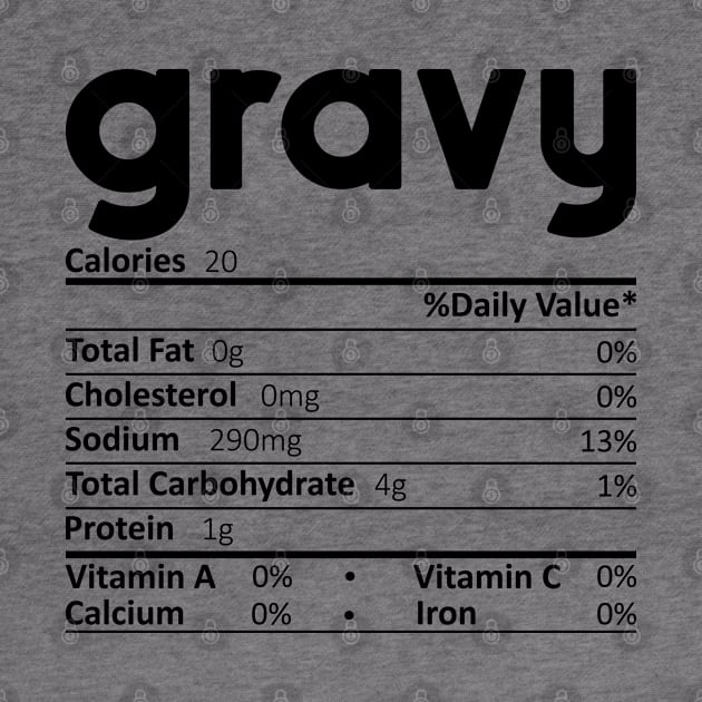 Gravy Nutrition Facts Gift Funny Thanksgiving Costume by DragonTees